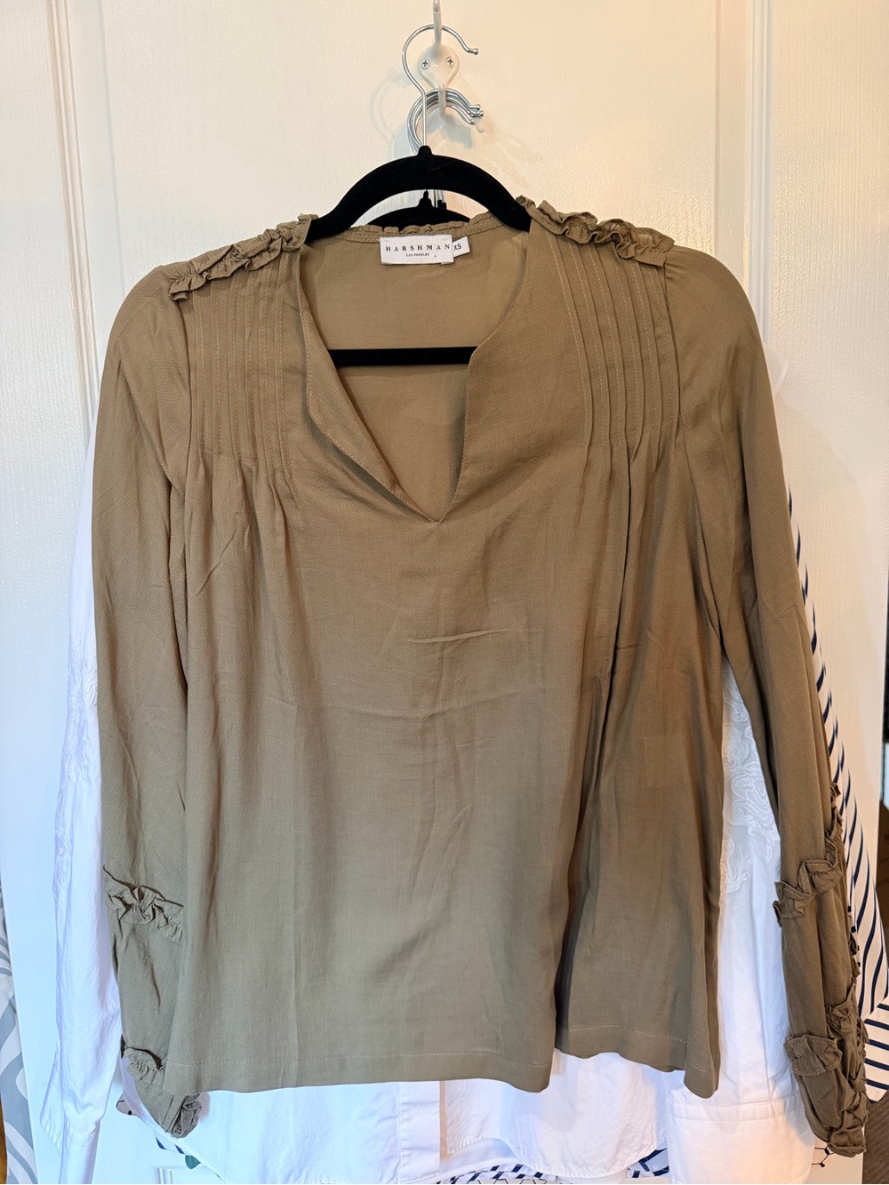 Harshman Los Angeles Women's Khaki Green Blouse XS